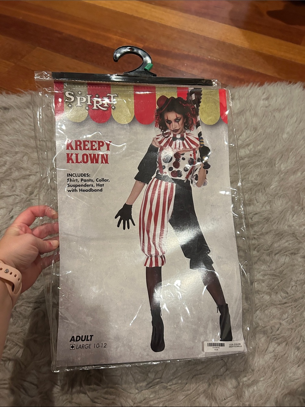 Spirit Halloween Kreepy Klown Costume in Red, White & Black